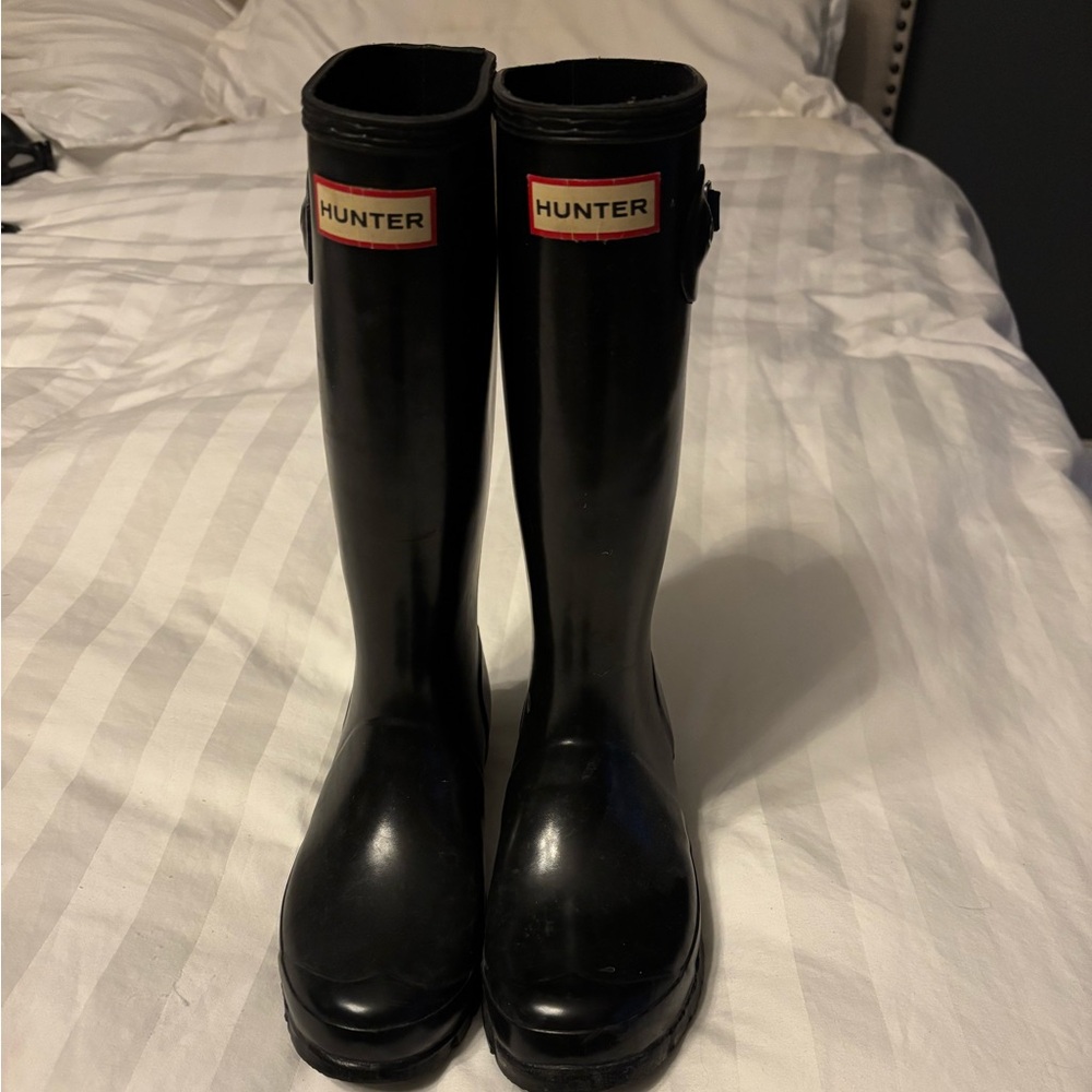 Hunter Glossy Black Tall Boots